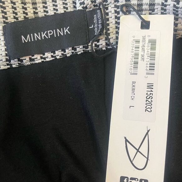 Mink Pink Black & White Scalloped Hem Exposed Zipper Clueless Mini Sz L Sweethea - Picture 3 of 6